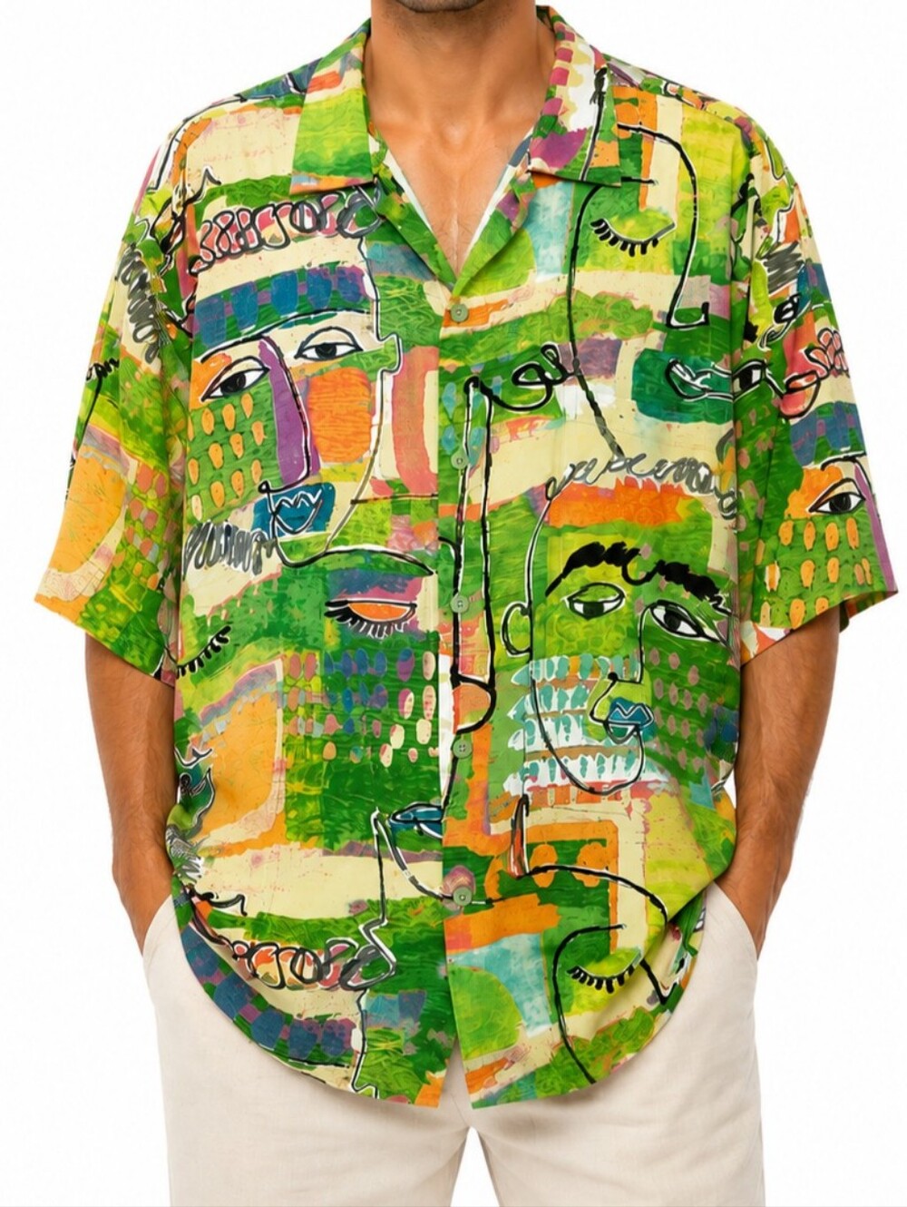Jams World Multicolor Abstract Face-Print Short-Sleeve Shirt